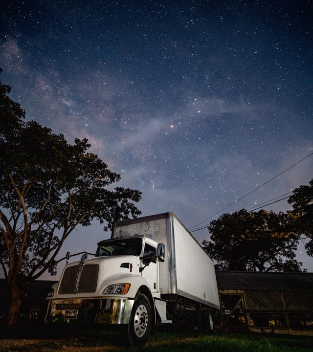 truck, night, sky, night sky, vehicle, transport, nature, space, cosmic